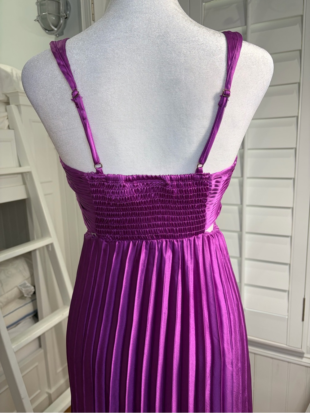 Sincerely Jules Fuchsia Pleated Cutout Maxi Dress (S) - Picture 3 of 10